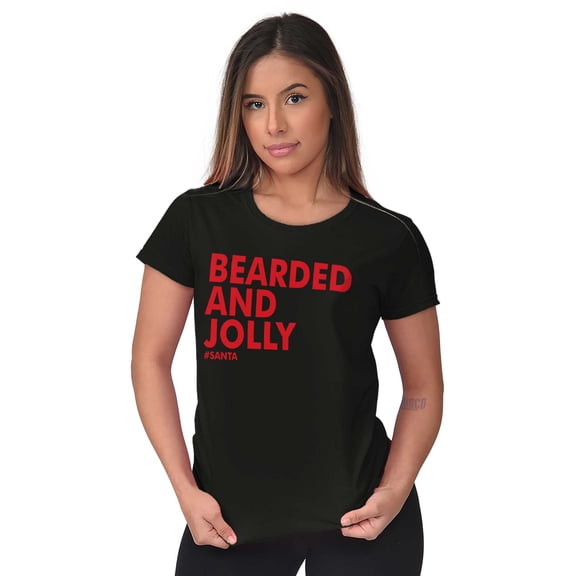 Xmas Bearded and Jolly Hashtag Santa Womens Slim Fit Graphic Tee Brisco Brands M