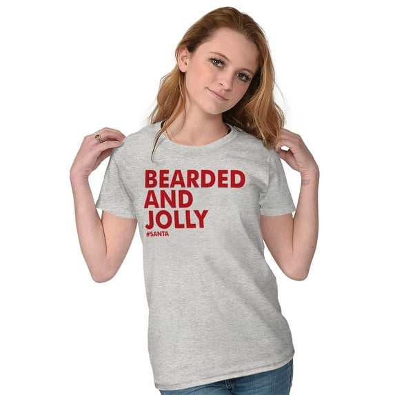 Xmas Bearded and Jolly Hashtag Santa Womens Fitted Plus Size Graphic Tee Brisco Brands 3X
