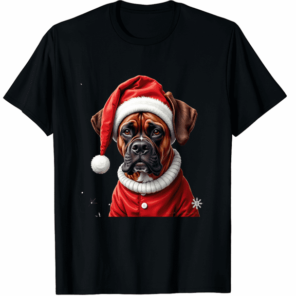 Xmas Boxer Dog Santa on Christmas Boxer Dog Men Women T-Shirt