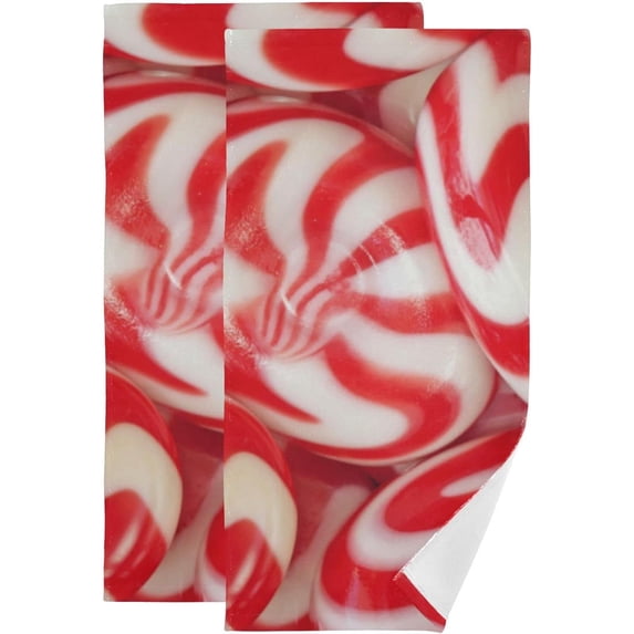 Xmas Candies Sweets Hand Towels 2 PCS, Christmas New Year Kitchen Towel Ultra Soft and Highly Absorbent,Decorative Fingertip Face Towel for Bathroom Hotel, 28.3"x14.4"