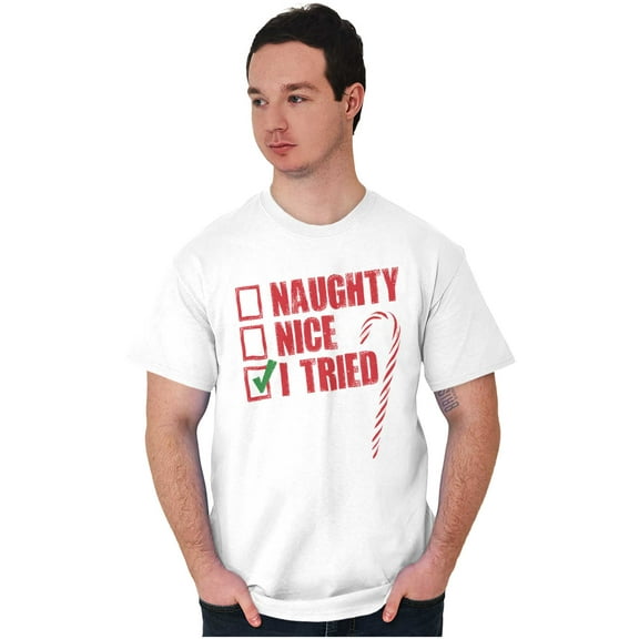 Xmas Checklist Naughty Nice Tried Men's Graphic T Shirt Tees Brisco Brands S