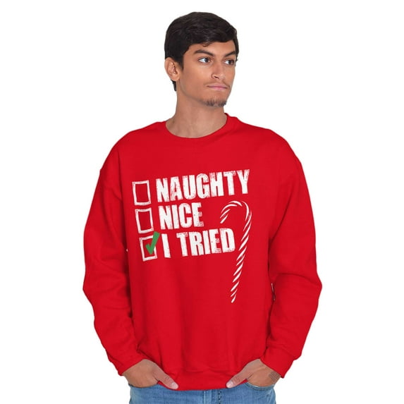 Xmas Checklist Naughty Nice Tried Unisex Plus Fleece Graphic Sweatshirt Brisco Brands 5X