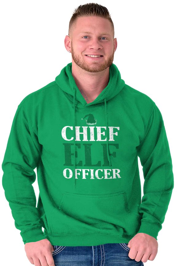 Xmas Chief Elf Officer Santa Helper Hoodie Sweatshirt Women Men Brisco Brands L