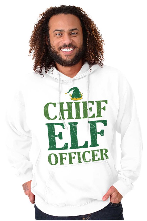 Xmas Chief Elf Officer Santa Helper Hoodie Sweatshirt Women Men Brisco Brands L