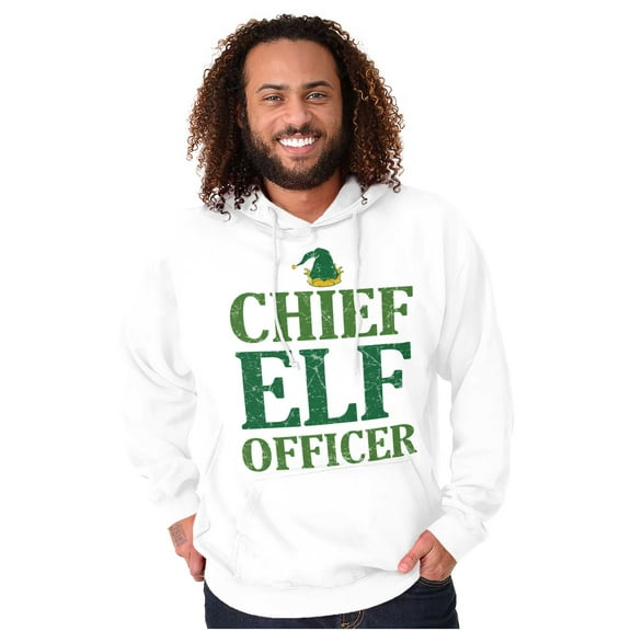 Xmas Chief Elf Officer Santa Helper Hoodie Sweatshirt Women Men Brisco Brands S