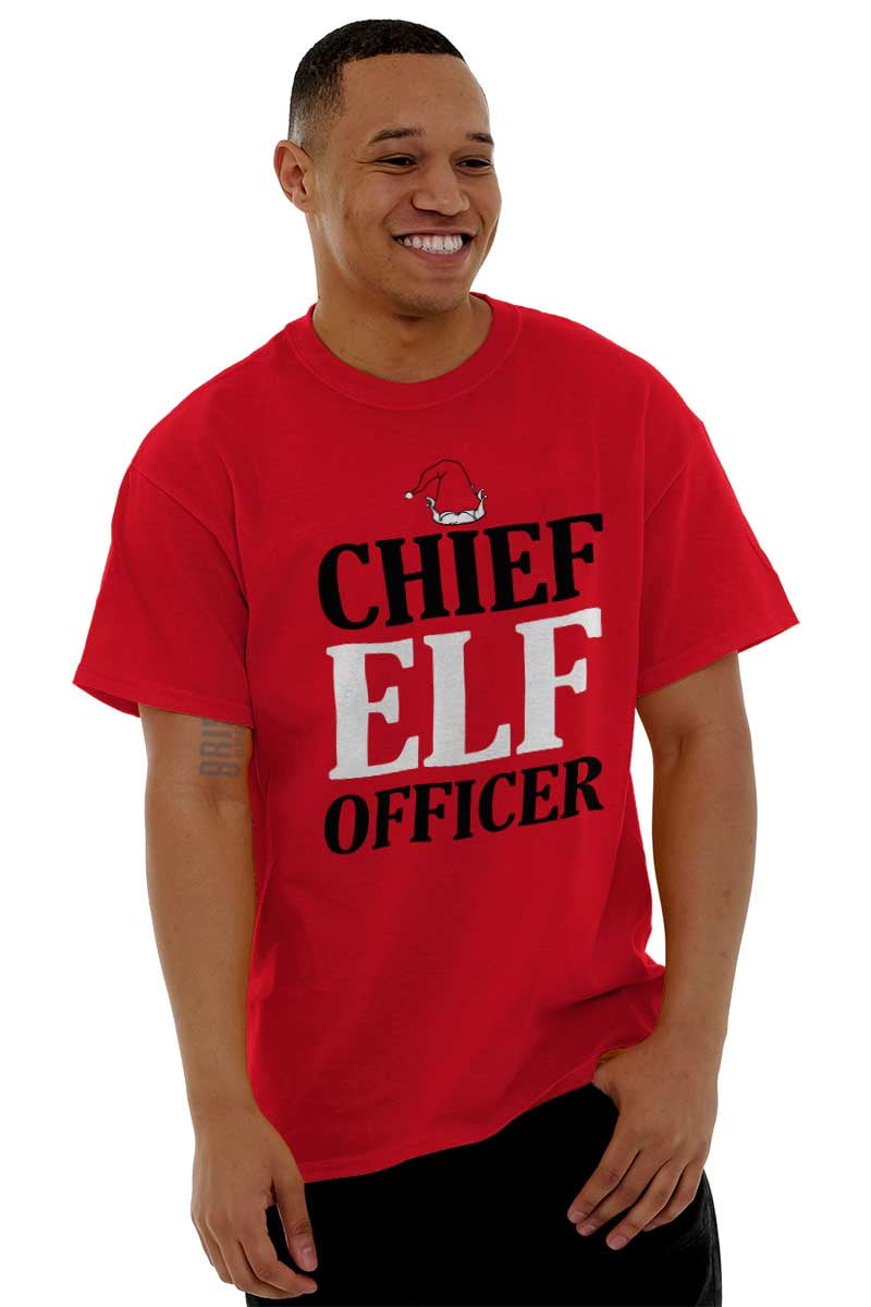 Xmas Chief Elf Officer Santa Helper Men's Graphic T Shirt Tees Brisco Brands M