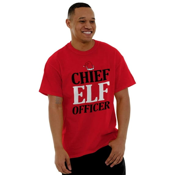 Xmas Chief Elf Officer Santa Helper Men's Graphic T Shirt Tees Brisco Brands M