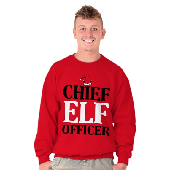 Xmas Chief Elf Officer Santa Helper Sweatshirt for Men or Women Brisco Brands L