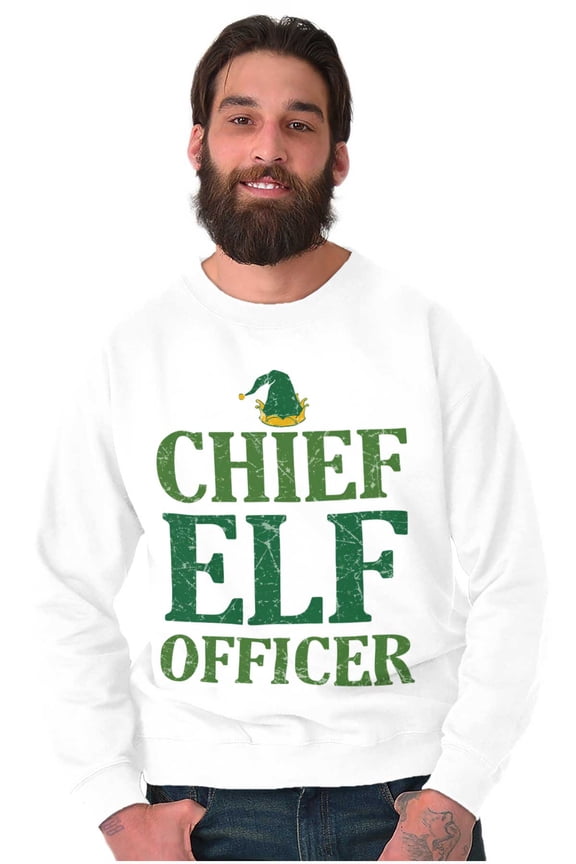 Xmas Chief Elf Officer Santa Helper Sweatshirt for Men or Women Brisco Brands X