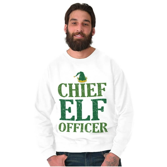 Xmas Chief Elf Officer Santa Helper Unisex Plus Fleece Graphic Sweatshirt Brisco Brands 2X