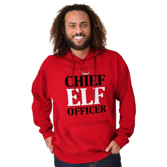 Xmas Chief Elf Officer Santa Helper Unisex Plus Fleece Graphic Hoodie Brisco Brands 2X