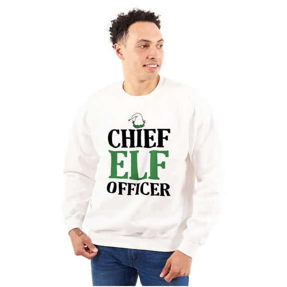 Xmas Chief Elf Officer Santa Helper Unisex Plus Fleece Graphic Sweatshirt Brisco Brands 3X