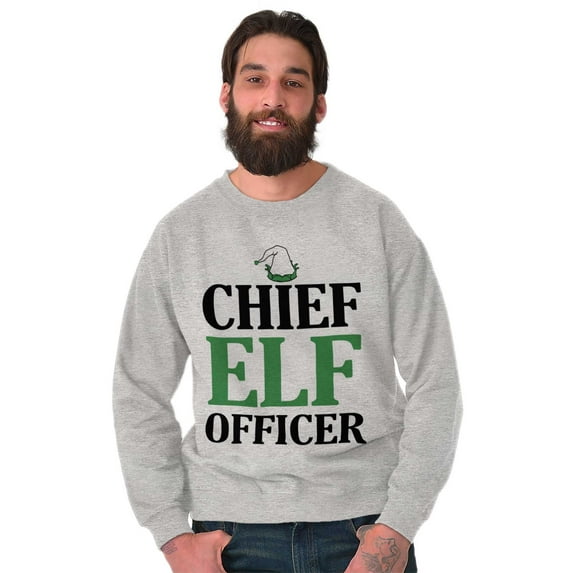 Xmas Chief Elf Officer Santa Helper Unisex Plus Fleece Graphic Sweatshirt Brisco Brands 4X