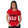 thumbnail image 1 of Xmas Chief Elf Officer Santa Helper Womens Slim Fit Graphic Tee Brisco Brands X, 1 of 5