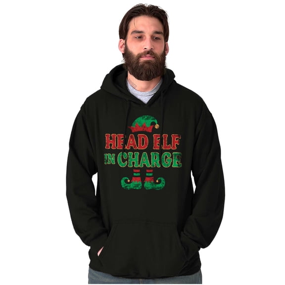 Xmas Christmas Head Elf In Charge Unisex Plus Fleece Graphic Hoodie Brisco Brands 2X