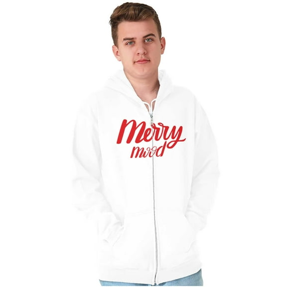 Xmas Classic Christmas Merry Mood Unisex Fleece Graphic Zip Up Hoodie Brisco Brands 4X