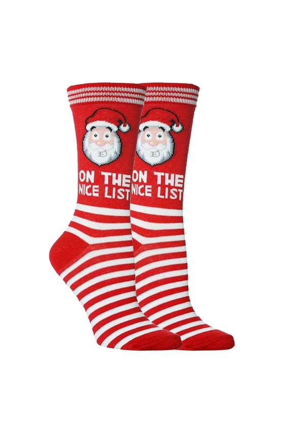 Xmas Crew Socks for Women Santa Claus Snowman Christmas Tree Fall Winter Crew Socks for Lounge Home Bed Sleeping