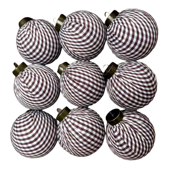 Xmas Decorations Indoor Outdoor Under 10$ Clearance! 9 Pcs Christmas Balls Set, Plaid Check Cloth Covered Balls, Christmas Tree Hanging Ornaments, Holiday Party Decor Multicolor Plastic 3.15in