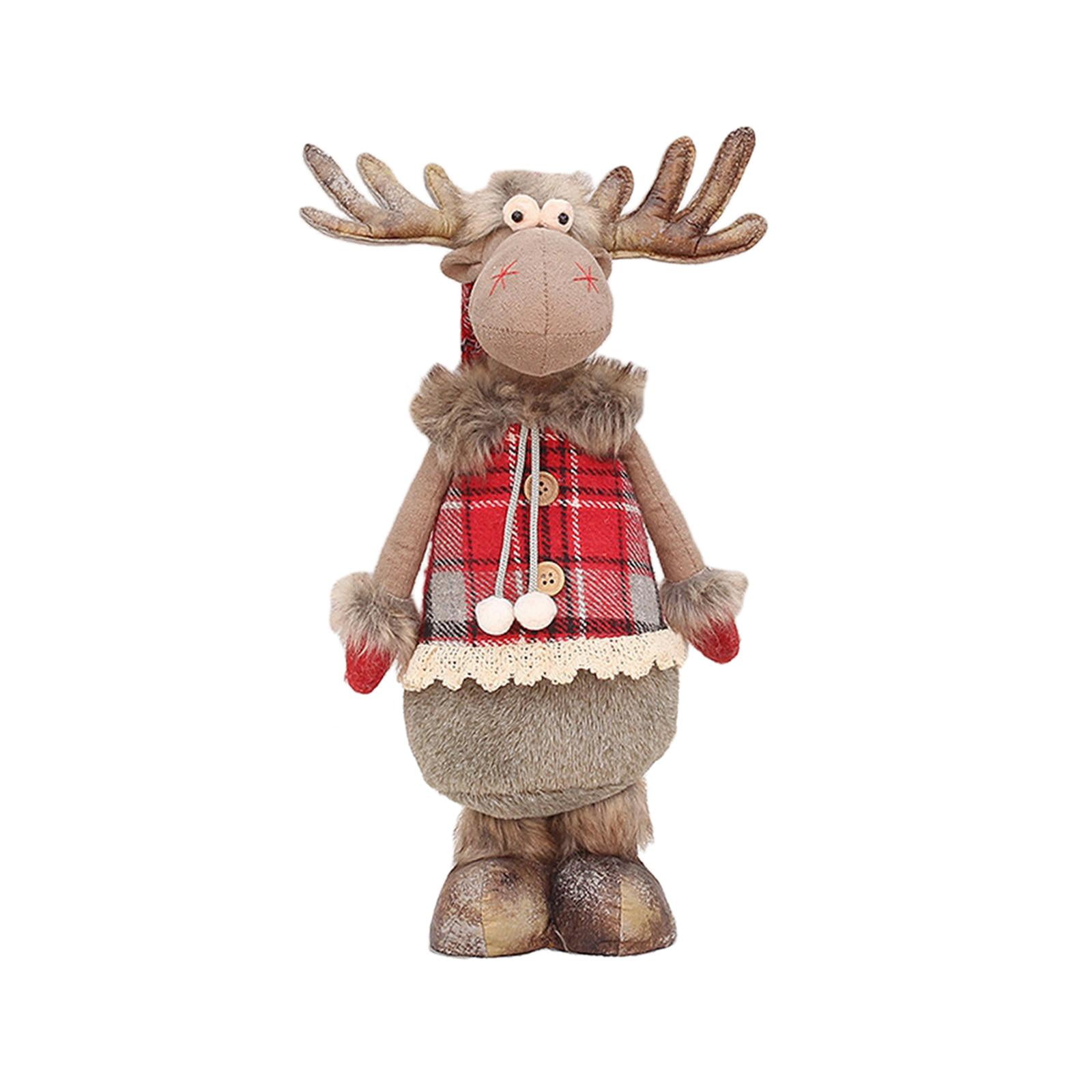 Xmas Elk Doll Figurine,Christmas Elk Doll Figure Xmas Statue Decoration