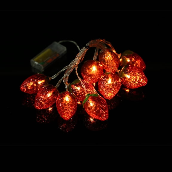 Xmas Fairy Lights String 6.5FT 10LED Strawberry String Lights Christmas Decorative Fairy Lights LED Hanging Lights Always On Light Mode for Festivals Easter Carnival Parties