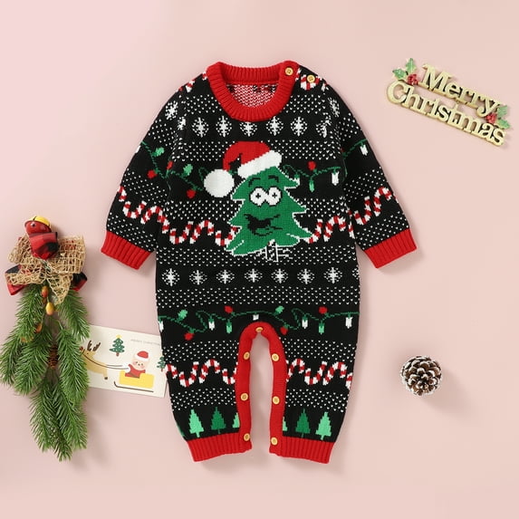 Xmas Family Christmas Matching Set Adults Kids Baby Sweatershirt Romper Knitted 4pcs Monther Father Boy Girl Family Look Outfits