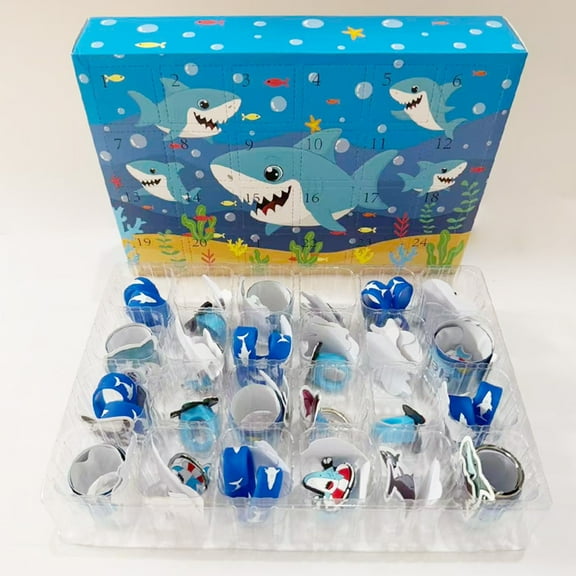 Xmas Festive Holiday Shark Countdown Calendar - Advent Celebration Calendar with Daily Surprise for Family Home
