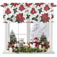 thumbnail image 1 of Xmas Flowers Valances for Windows, 42 x 18in, Green Red Christmas Poinsettias Pine Leaf Fruits Rod Pocket Kitchen Valance Curtain Light Filtering Window Treatments for Living Room Bedroom, 1 Panel, 1 of 7