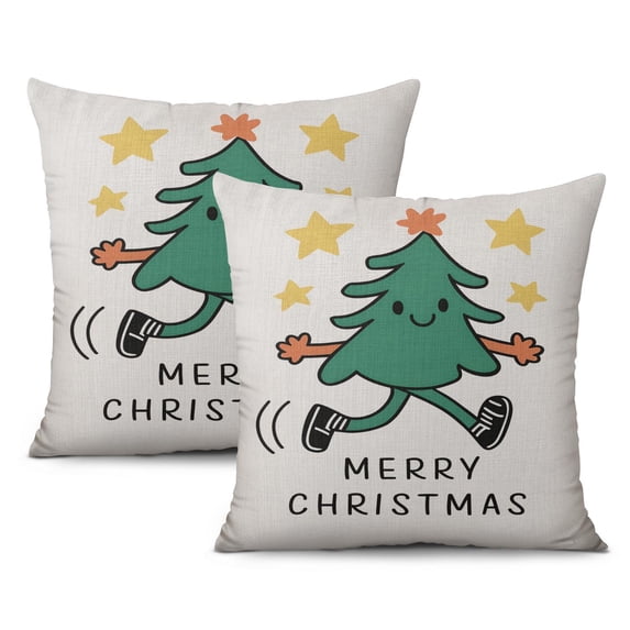 Xmas Forest Rustic Farmhouse Santa Claus Throw Pillow Case Modern Throw Pillow Case 2 Pieces Christmas Pillow Cover for Room Home Patio Bedroom Livingroom
