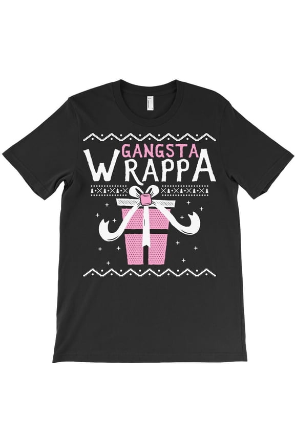 Xmas Gangsta Wrappa Funny Rapper Gift Wrapping Holiday Pun Graphic H25518 T-Shirt, for Men and Women, Up to Size 5XL