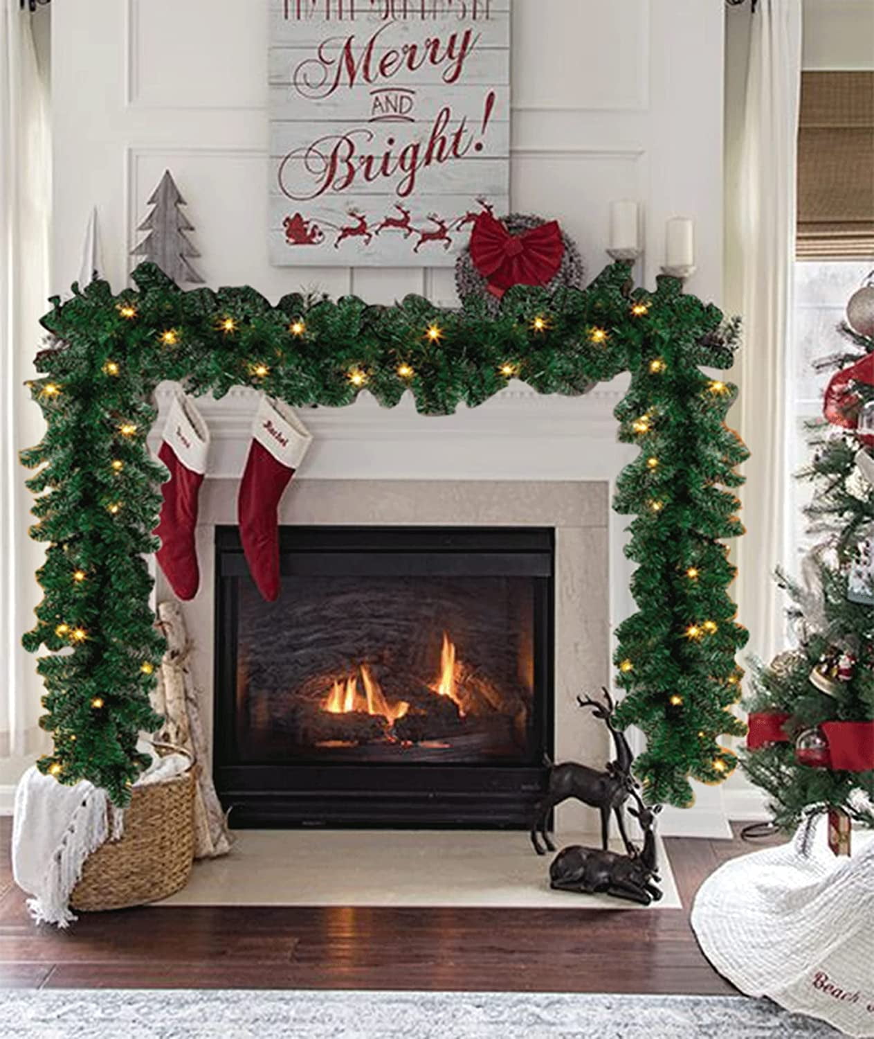 Xmas Garland LED Christmas Garland with Lights,Garland Lights Battery