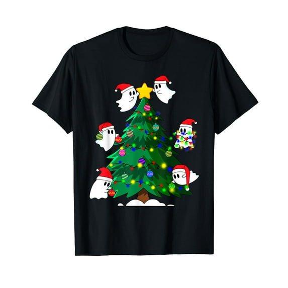 Xmas Ghost Decorate Christmas Tree Matching Family Christmas T-Shirt