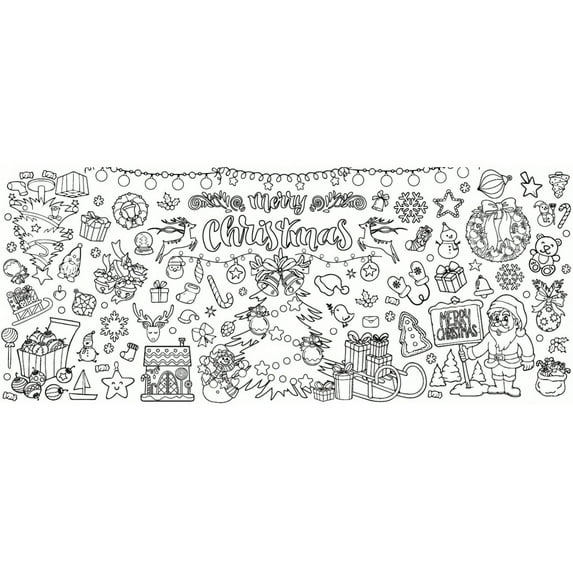Xmas Giant Coloring Poster/Tablecloth-Christmas Crafts for Kids-30 x 72 Inches Jumbo Paper Coloring Banner Kids Gifts Activities Toys Party Classroom Christmas Decorations[Kids Games]