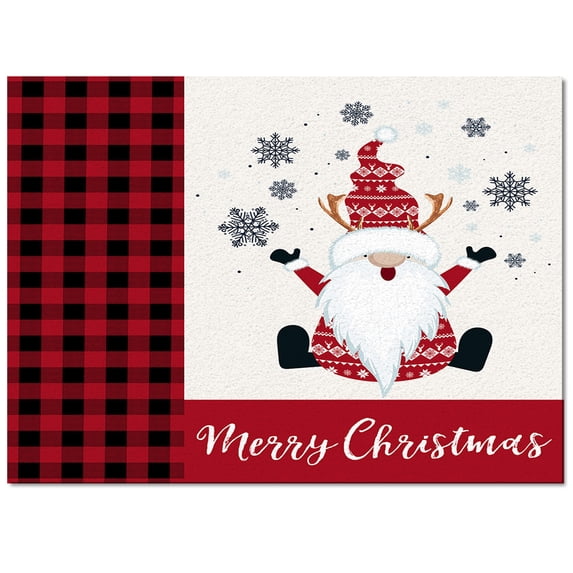 Xmas Gnome Area Rug 4x6ft Merry Christmas Non-Slip Washable Square Rugs Soft Felt Indoor Floor Mat for Bedroom Kitchen Living Room Bathroom