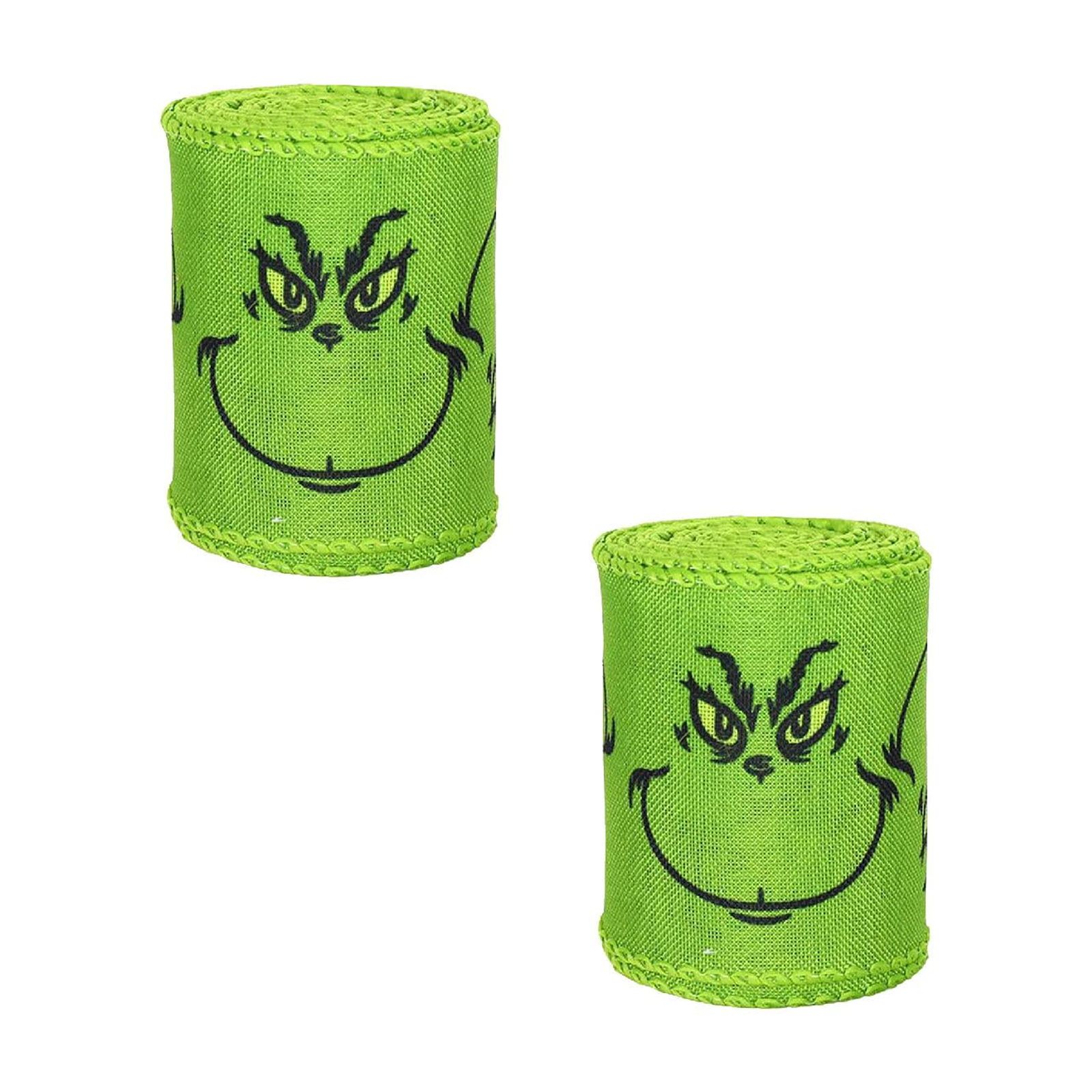 Xmas Grinch 2 Pack Christmas Wired Edge Ribbon - 2.5 Inch 5 Yard Decorative Ribbon for Gift ...