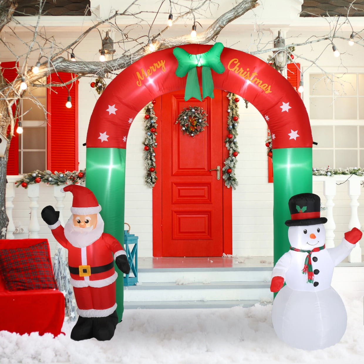 Xmas Halloween Inflatable Archway 8Ft 7 Lights Lighted Christmas