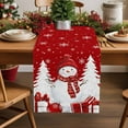 thumbnail image 1 of Xmas Happy Snowman Table Runner 13x90in Non-Slip Cotton Linen Table Runners, Christmas Tree Snowflakes on Red Dresser Scarves TableRunner for Dinner Kitchen Dining Wedding Party, 1 of 9