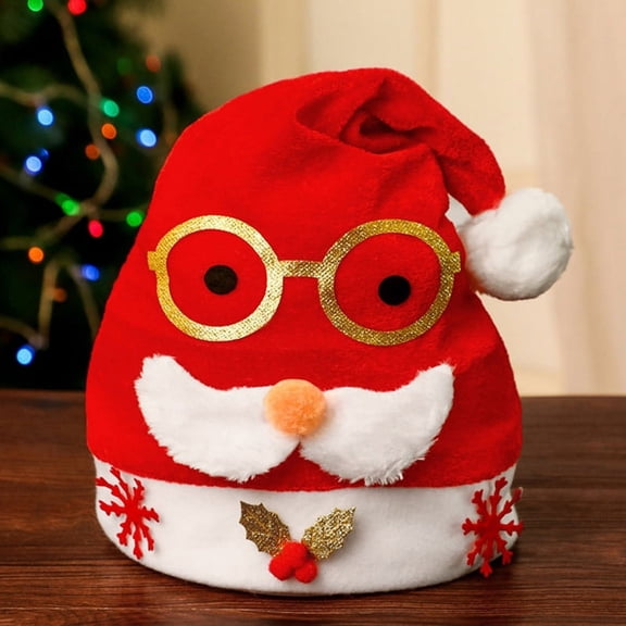 Xmas Hats Elk Hat Cartoon Hat Santa Hat for Adults Elf Hat Holiday Hats Christmas New Hat Cute Squint Santa Claus With Glasses Old Brown Antlers Hat