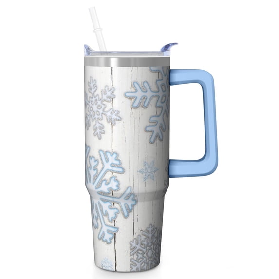 Xmas Holiday 30oz Snowman Stainless Steel Coffee Cup, Christmas Insulated Travel Tumbler with Handle and Straw, Winter Gift for Adults
