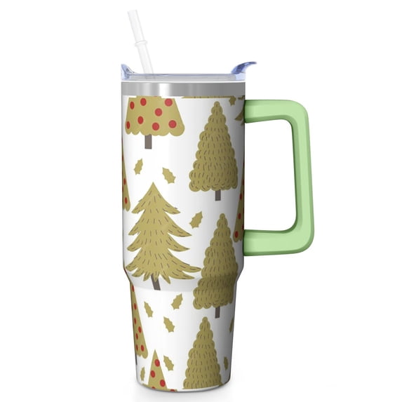 Xmas Holiday 30oz Stainless Steel Coffee Cup with Handle and Straw Lid, Leak Proof Insulated Christmas Tumbler, Winter Gift Mug for Adults
