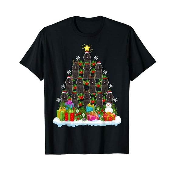 Xmas Holiday Funny Santa Poodle Dog Christmas Tree T-Shirt