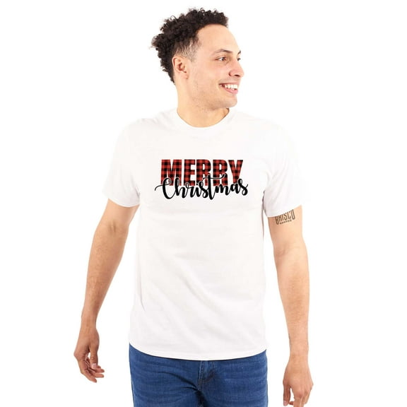 Xmas Holiday Plaid Merry Christmas Graphic T Shirt Men or Women Brisco Brands S