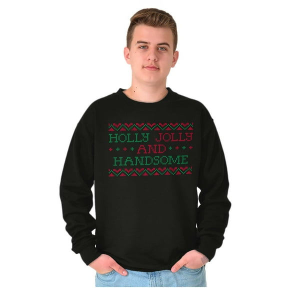 Xmas Holly Jolly Handsome Pattern Sweatshirt for Men or Women Brisco Brands S