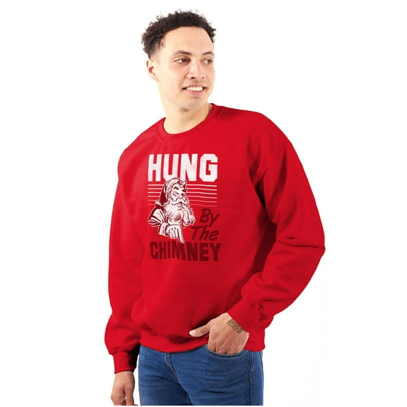 Xmas Hung By The Chimney Santa Claus Men's Crewneck Sweatshirt Brisco Brands S