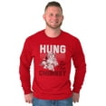 thumbnail image 1 of Xmas Hung By The Chimney Santa Claus Men's Long Sleeve Tee T Shirt Brisco Brands S, 1 of 5