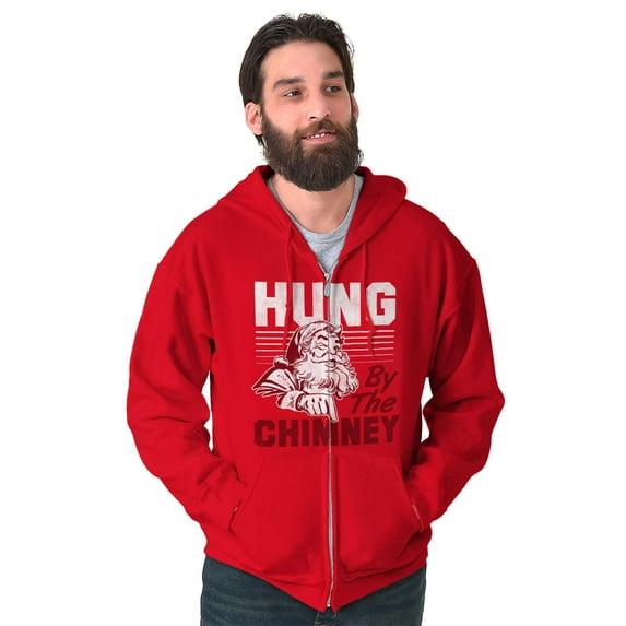 Xmas Hung By The Chimney Santa Claus Zip Hoodie Sweatshirt Men Brisco Brands S