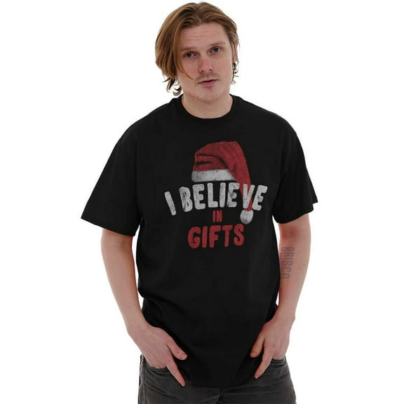 Xmas I Believe in Christmas Presents Men's Graphic T Shirt Tees Brisco Brands S