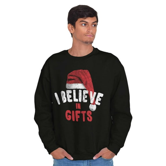 Xmas I Believe in Christmas Presents Sweatshirt for Men or Women Brisco Brands S