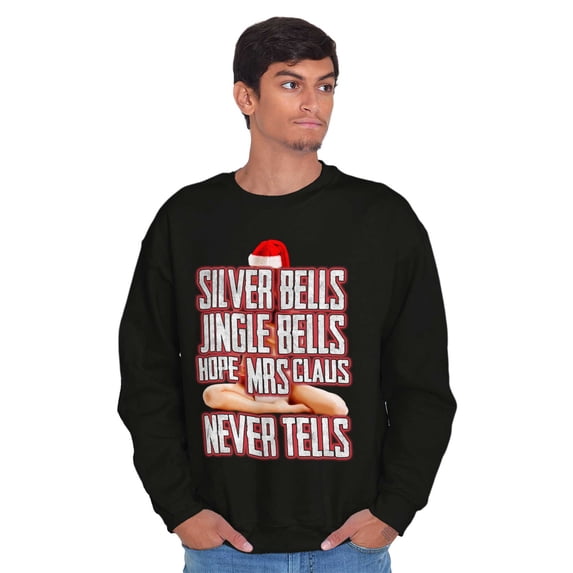Xmas Jingle Bells Mrs Never Tells Men's Crewneck Sweatshirt Brisco Brands S
