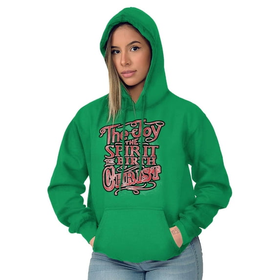 Xmas Joy Spirit Birth Of Jesus Christ Women Plus Size Graphic Pullover Hoodie Brisco Brands 3X