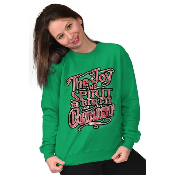 Xmas Joy Spirit Birth Of Jesus Christ Women Plus Size Crewneck Sweatshirt Brisco Brands 2X